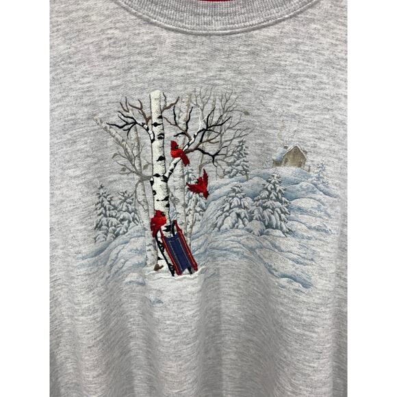 Top Stitch by Morning Sun Crewneck Sweatshirt Birds Embroidered Size XL - Picture 1 of 7